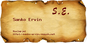Sanko Ervin névjegykártya